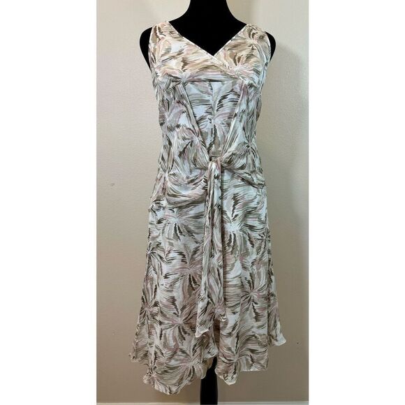 Armani Collezioni 100% Silk Sleeveless Waist Wrap Lined Midi Dress Size 10 - Picture 1 of 8